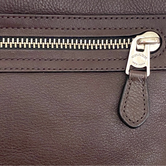 Coach Messenger Bag Mahogany Brown Leather with Woven Crossbody Strap - Picture 10 of 13